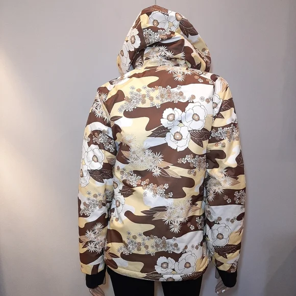 ❌SOLD❌ Camo Floral Hooded Ski Jacket Girls Youth Insulated Snowboarding Coat - Picture 5 of 15